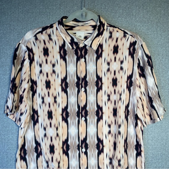 River Island Large Men’s Short Sleeve Abstract Print Button Front Casual Shirt - Picture 3 of 8